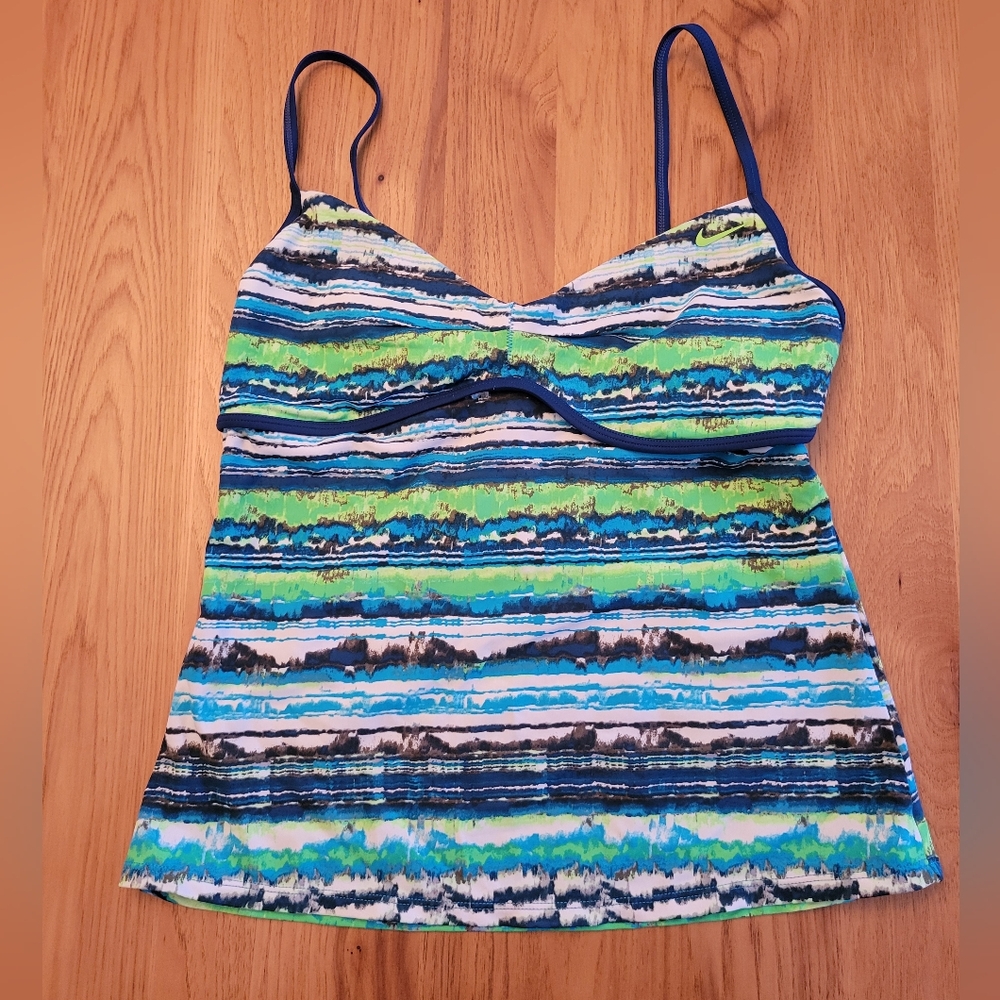 Striped Blue and Green Women's Nike Swim Top
